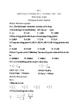 Đề kiểm tra cuối học kì I môn Toán khối 5 - Năm học 2015-2016